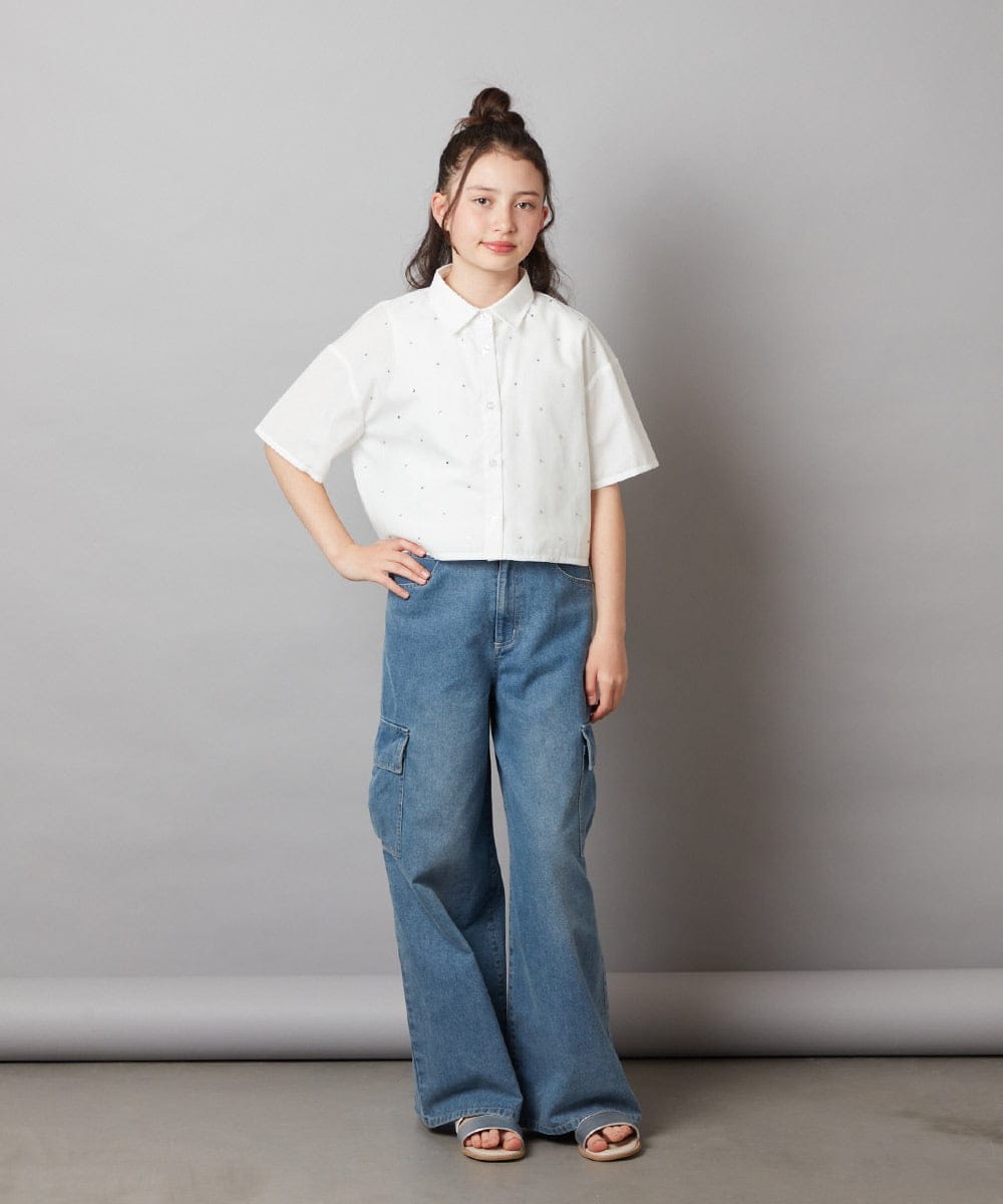 KJLGX06044 a.v.v KIDS(アー・ヴェ・ヴェ) 【ジュニア】[160]カーゴデニムワイドパンツ ブラック