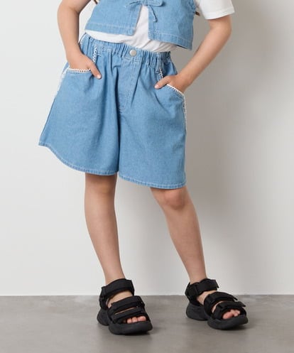 KJLHA19039 a.v.v KIDS [120-160]【接触冷感】デコデニムキュロット