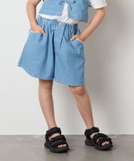 KJLHA19039 a.v.v KIDS(アー・ヴェ・ヴェ) [120-160]【接触冷感】デコデニムキュロット ライトブルー