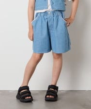 KJLHA19039 a.v.v KIDS(アー・ヴェ・ヴェ) [120-160]【接触冷感】デコデニムキュロット ライトブルー