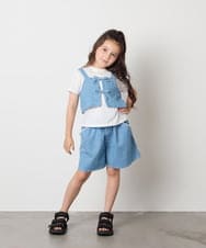 KJLHA19039 a.v.v KIDS(アー・ヴェ・ヴェ) [120-160]【接触冷感】デコデニムキュロット ライトブルー