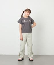 KJLHD75049 a.v.v KIDS(アー・ヴェ・ヴェ) [130-160]【冷感/速乾】スリットリボンカーゴパンツ ライトグレー