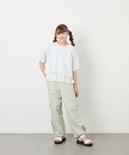 KJLHD75049 a.v.v KIDS(アー・ヴェ・ヴェ) [130-160]【冷感/速乾】スリットリボンカーゴパンツ ライトグレー