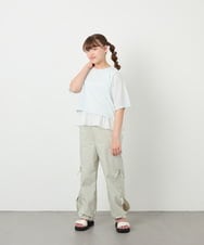 KJLHD75049 a.v.v KIDS(アー・ヴェ・ヴェ) [130-160]【冷感/速乾】スリットリボンカーゴパンツ ライトグレー