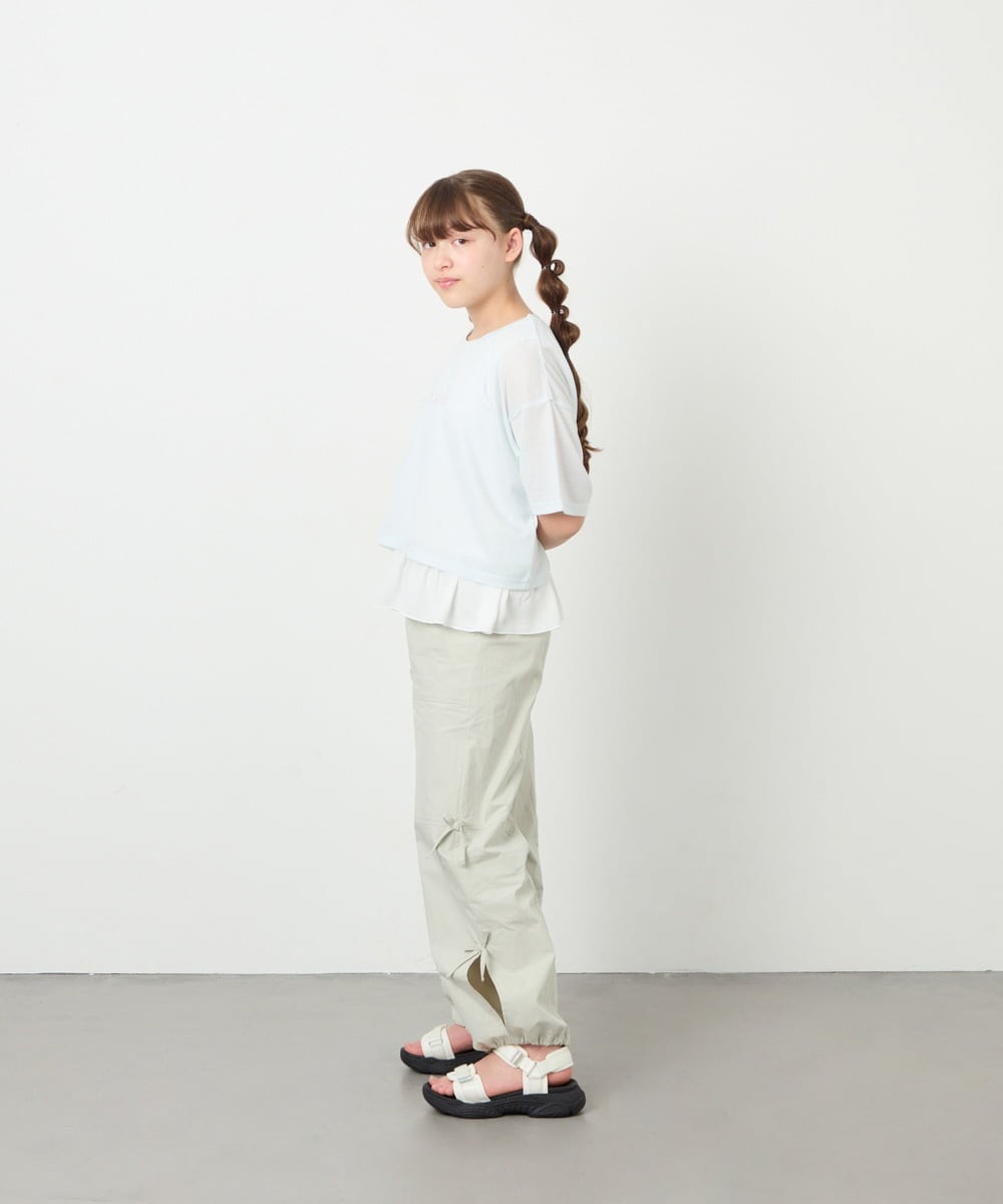 KJLHD75049 a.v.v KIDS(アー・ヴェ・ヴェ) [130-160]【冷感/速乾】スリットリボンカーゴパンツ ライトグレー