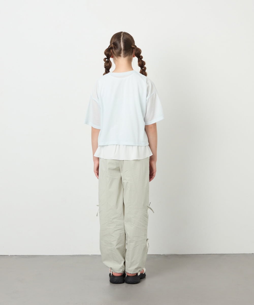 KJLHD75049 a.v.v KIDS(アー・ヴェ・ヴェ) [130-160]【冷感/速乾】スリットリボンカーゴパンツ ライトグレー