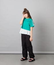 KJLHD75049 a.v.v KIDS(アー・ヴェ・ヴェ) [130-160]【冷感/速乾】スリットリボンカーゴパンツ ブラック