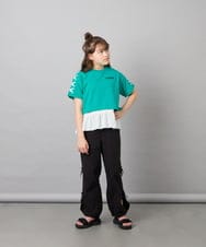 KJLHD75049 a.v.v KIDS(アー・ヴェ・ヴェ) [130-160]【冷感/速乾】スリットリボンカーゴパンツ ブラック