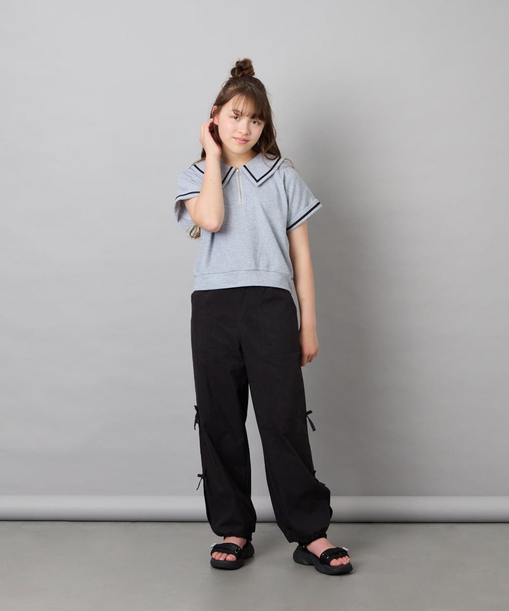 KJLHD75049 a.v.v KIDS(アー・ヴェ・ヴェ) [130-160]【冷感/速乾】スリットリボンカーゴパンツ ブラック