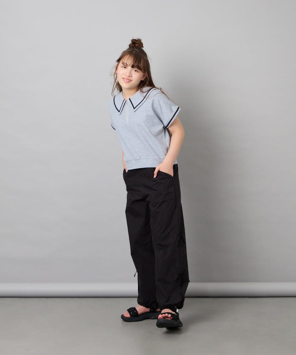 KJLHD75049 a.v.v KIDS(アー・ヴェ・ヴェ) [130-160]【冷感/速乾】スリットリボンカーゴパンツ ブラック