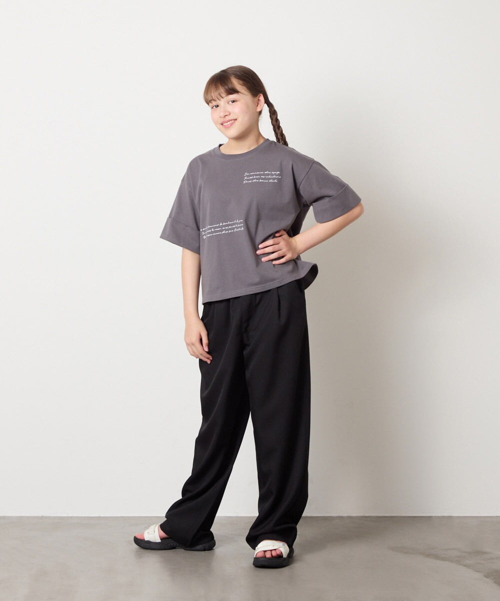 KJLHD90049 a.v.v KIDS(アー・ヴェ・ヴェ) [140-150]【男女兼用】タックワイドバギーパンツ ブラック