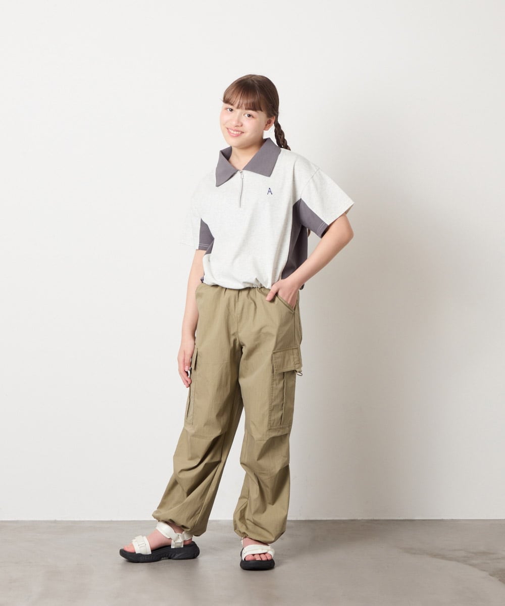 KJLHD91049 a.v.v KIDS(アー・ヴェ・ヴェ) [140-150]【男女兼用】パラシュートカーゴパンツ カーキ