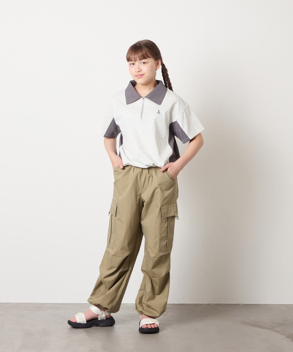 KJLHD91049 a.v.v KIDS(アー・ヴェ・ヴェ) [140-150]【男女兼用】パラシュートカーゴパンツ カーキ