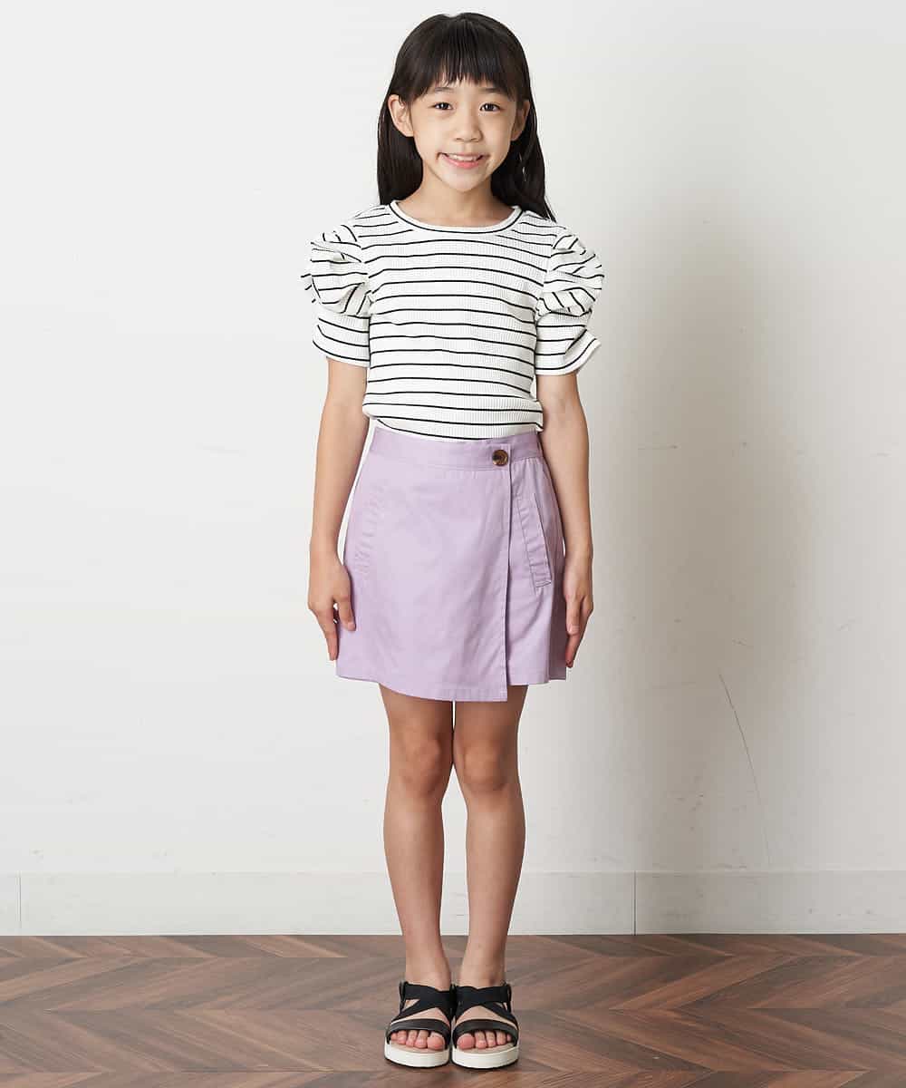 KJLHM01029 a.v.v KIDS(アー・ヴェ・ヴェ) [100-130]アシメフロントラップパンツ ラベンダー
