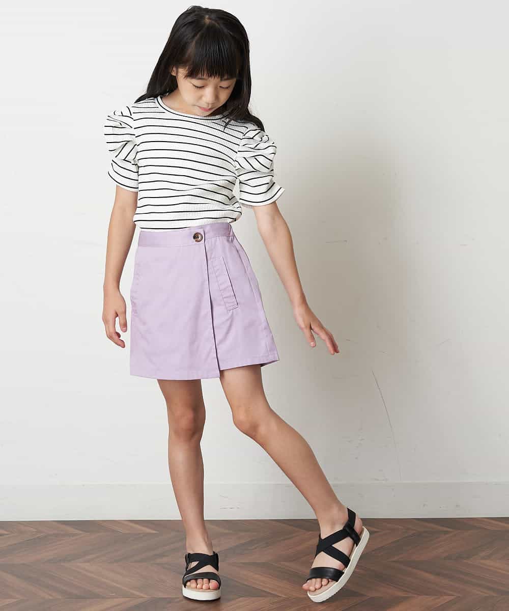 KJLHM01029 a.v.v KIDS(アー・ヴェ・ヴェ) [100-130]アシメフロントラップパンツ ラベンダー