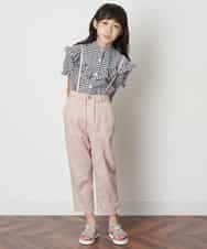 KJLHM06034 a.v.v KIDS(アー・ヴェ・ヴェ) [110-130]サスペンダー付きバックレースアップカラーパンツ[WEB限定サイズ] ピンク