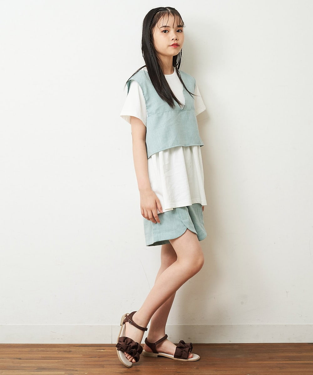 KJLHP21029 a.v.v KIDS(アー・ヴェ・ヴェ) [100-130]【セットアップ対応】フロントボタンショートパンツ ブルー