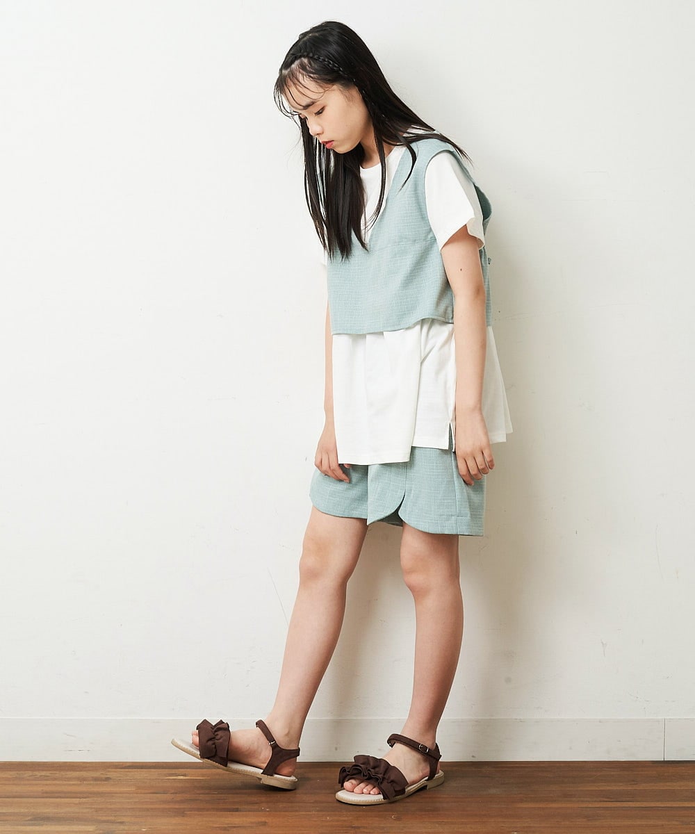 KJLHP21029 a.v.v KIDS(アー・ヴェ・ヴェ) [100-130]【セットアップ対応】フロントボタンショートパンツ ブルー