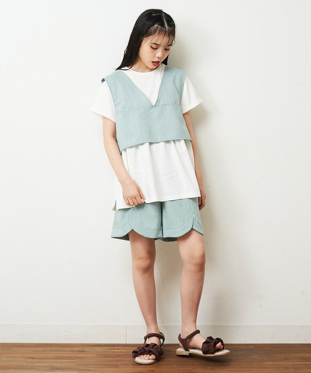 KJLHP21029 a.v.v KIDS(アー・ヴェ・ヴェ) [100-130]【セットアップ対応】フロントボタンショートパンツ ブルー