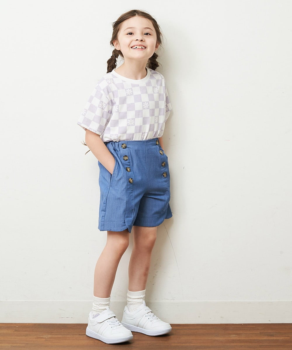 KJLHP21029 a.v.v KIDS(アー・ヴェ・ヴェ) [100-130]【セットアップ対応】フロントボタンショートパンツ ブルー