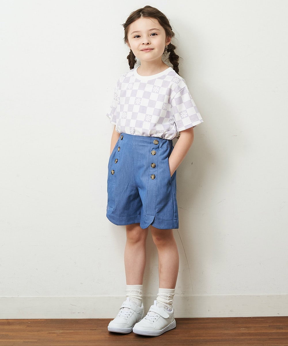 KJLHP21029 a.v.v KIDS(アー・ヴェ・ヴェ) [100-130]【セットアップ対応】フロントボタンショートパンツ ブルー