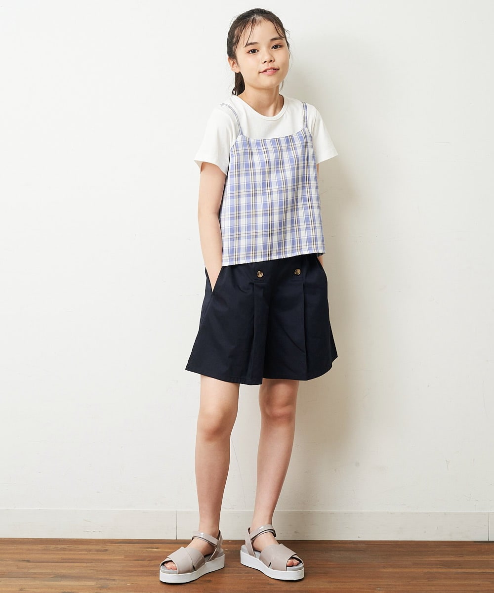 KJLHP22029 a.v.v KIDS(アー・ヴェ・ヴェ) [100-130]フロントボタンスカパン ライトブルー