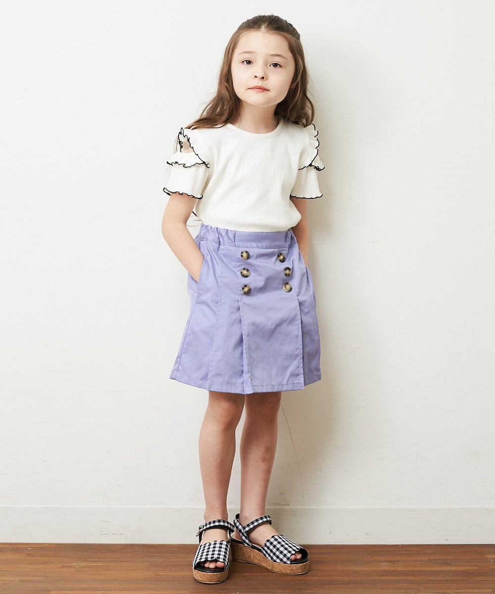 KJLHP22029 a.v.v KIDS(アー・ヴェ・ヴェ) [100-130]フロントボタンスカパン ライトブルー