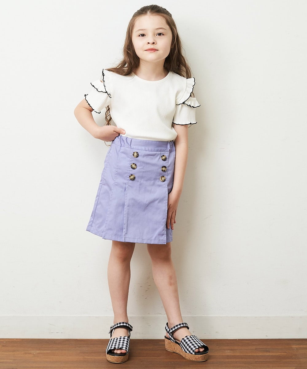 KJLHP22029 a.v.v KIDS(アー・ヴェ・ヴェ) [100-130]フロントボタンスカパン ライトブルー