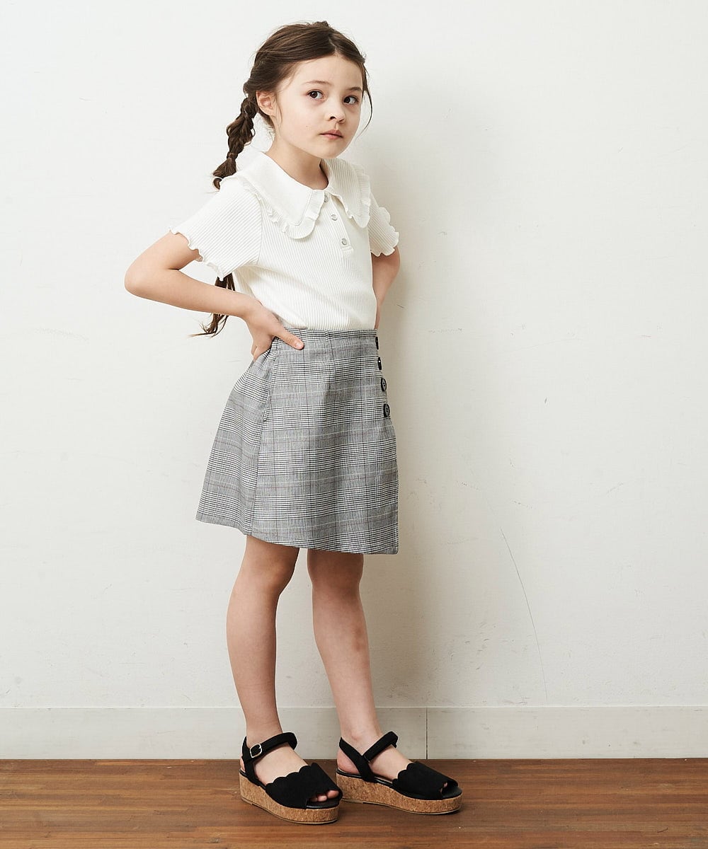 KJLHP26029 a.v.v KIDS(アー・ヴェ・ヴェ) [100-130]【セットアップ対応】チェック柄アシメフロントスカパン グレンチェック