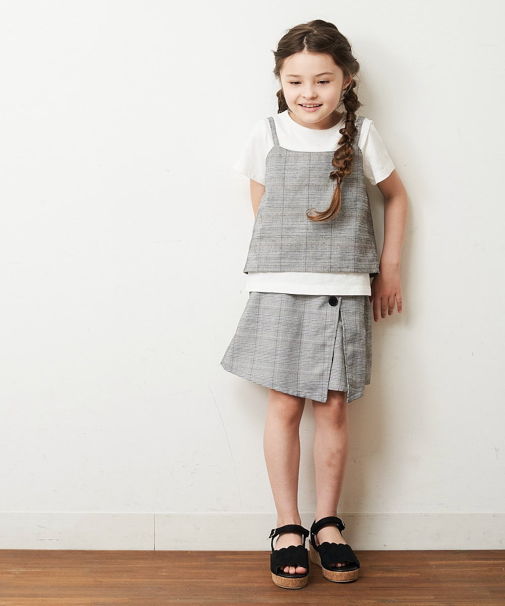KJLHP26029 a.v.v KIDS(アー・ヴェ・ヴェ) [100-130]【セットアップ対応】チェック柄アシメフロントスカパン グレンチェック