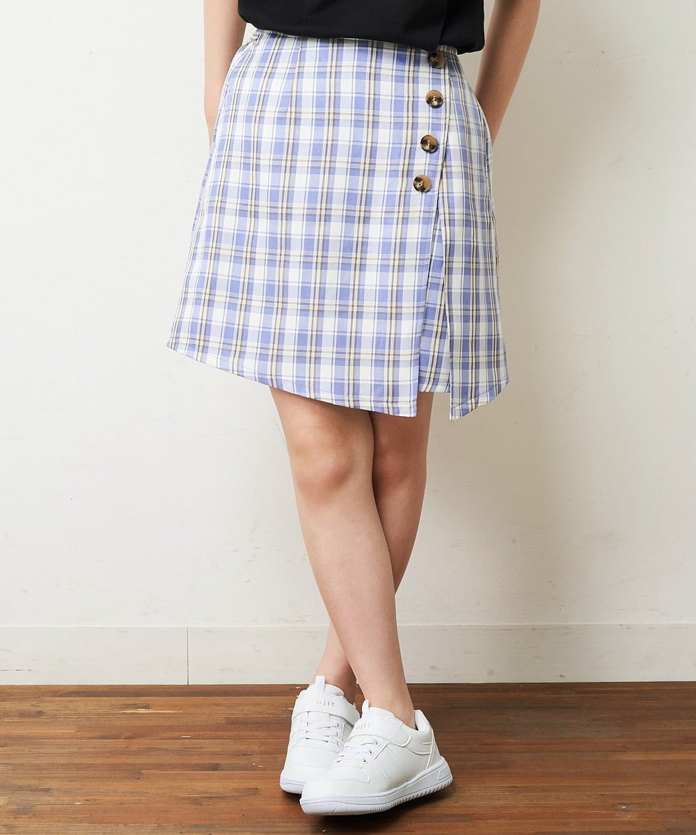 KJLHP26029 a.v.v KIDS(アー・ヴェ・ヴェ) [100-130]【セットアップ対応】チェック柄アシメフロントスカパン グレンチェック