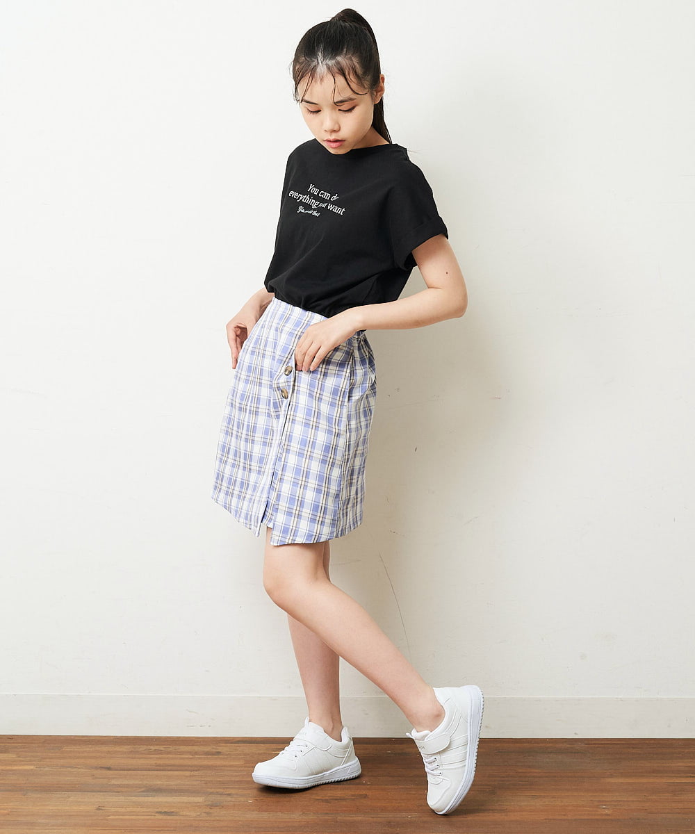 KJLHP26029 a.v.v KIDS(アー・ヴェ・ヴェ) [100-130]【セットアップ対応】チェック柄アシメフロントスカパン グレンチェック