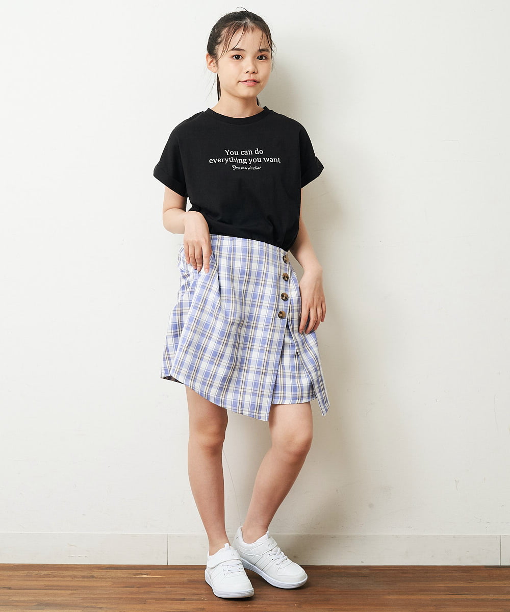 KJLHP26029 a.v.v KIDS(アー・ヴェ・ヴェ) [100-130]【セットアップ対応】チェック柄アシメフロントスカパン グレンチェック
