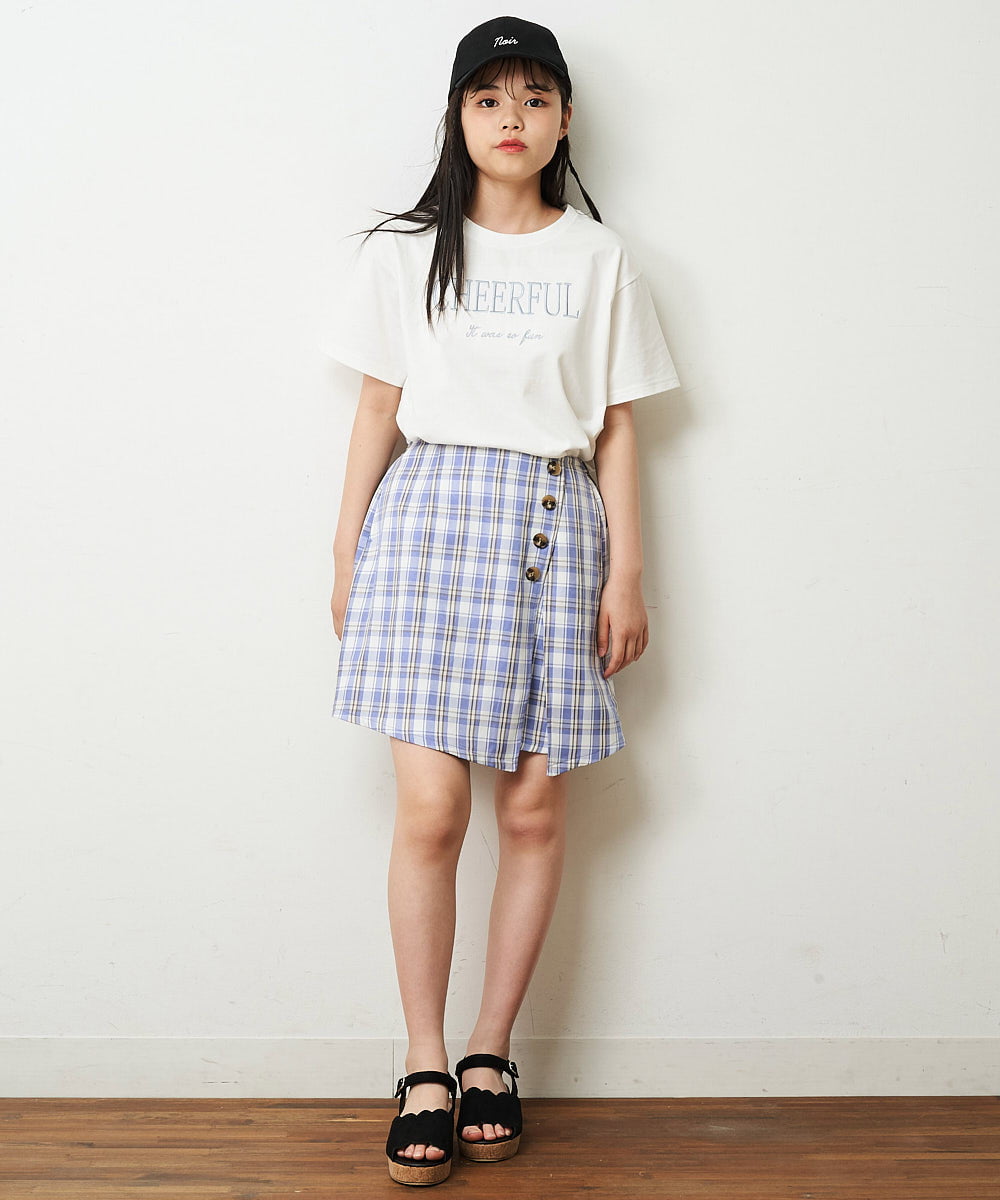 KJLHP26029 a.v.v KIDS(アー・ヴェ・ヴェ) [100-130]【セットアップ対応】チェック柄アシメフロントスカパン グレンチェック