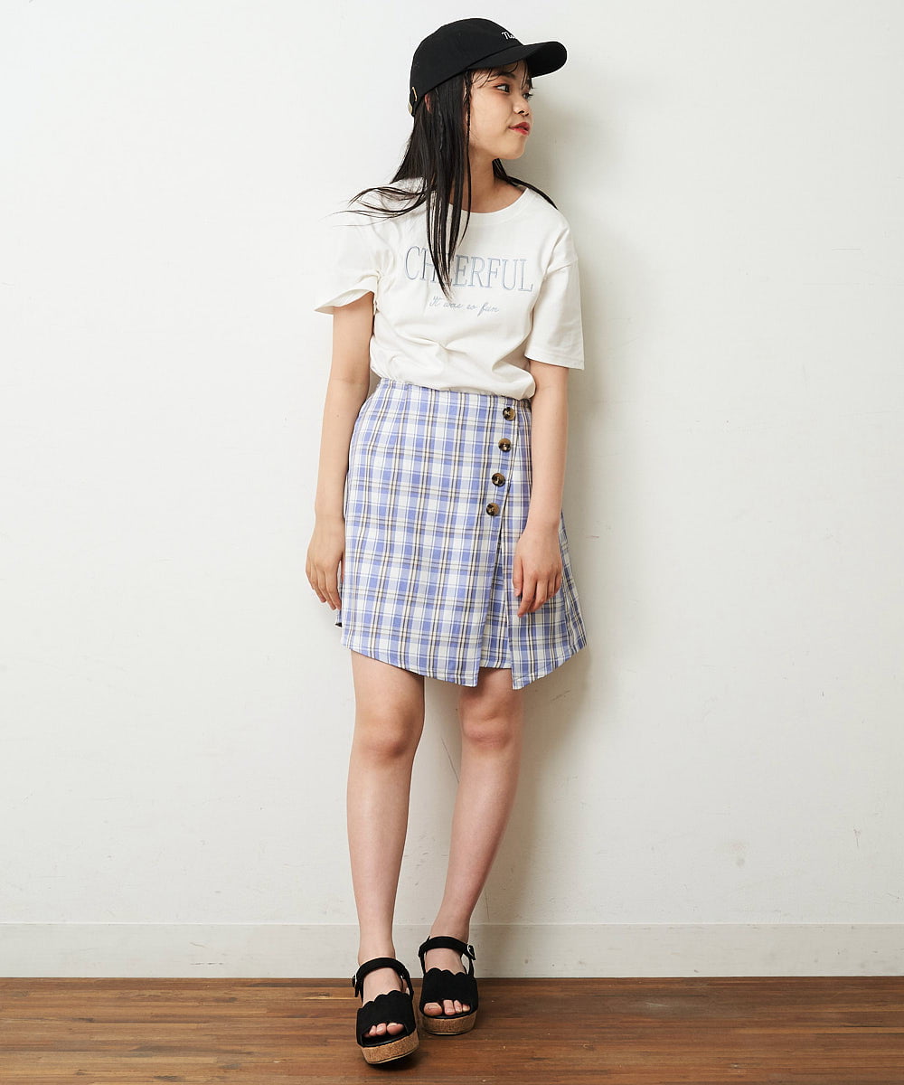 KJLHP26029 a.v.v KIDS(アー・ヴェ・ヴェ) [100-130]【セットアップ対応】チェック柄アシメフロントスカパン グレンチェック