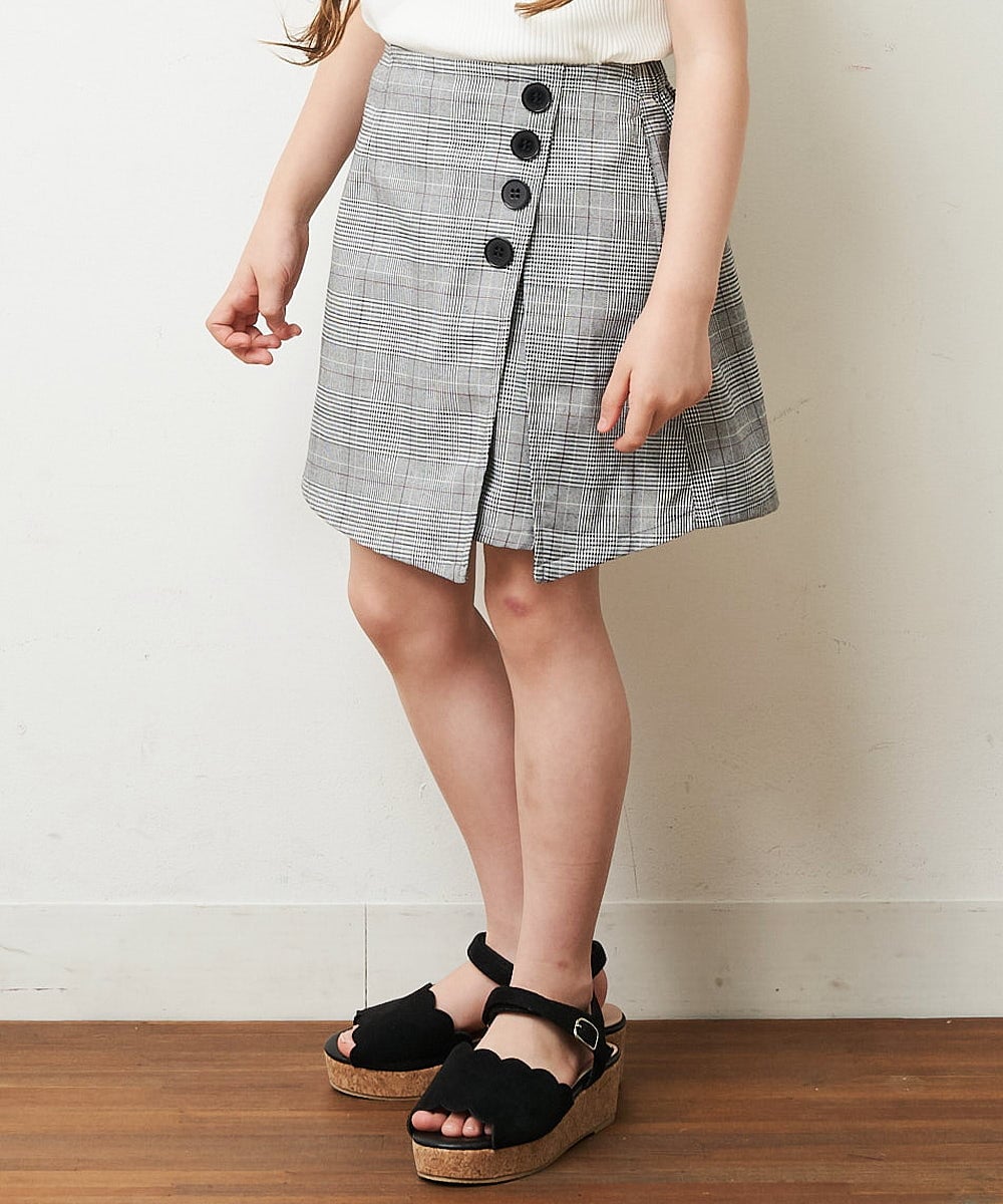 KJLHP26029 a.v.v KIDS(アー・ヴェ・ヴェ) [100-130]【セットアップ対応】チェック柄アシメフロントスカパン グレンチェック