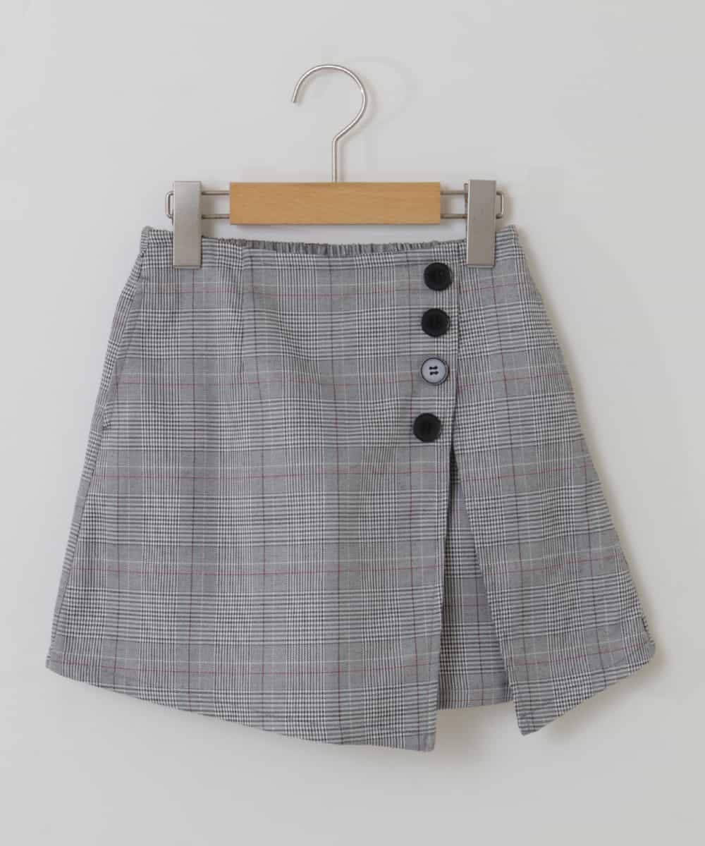 KJLHP26029 a.v.v KIDS(アー・ヴェ・ヴェ) [100-130]【セットアップ対応】チェック柄アシメフロントスカパン グレンチェック