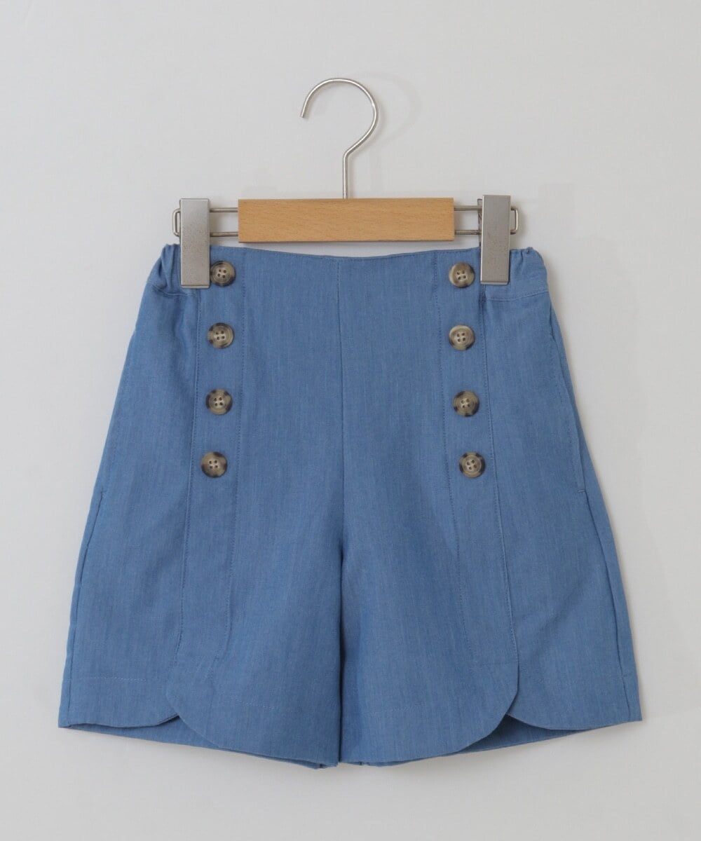 KJLHQ21034 a.v.v KIDS(アー・ヴェ・ヴェ) [140-150]【セットアップ対応】フロントボタンショートパンツ ブルー