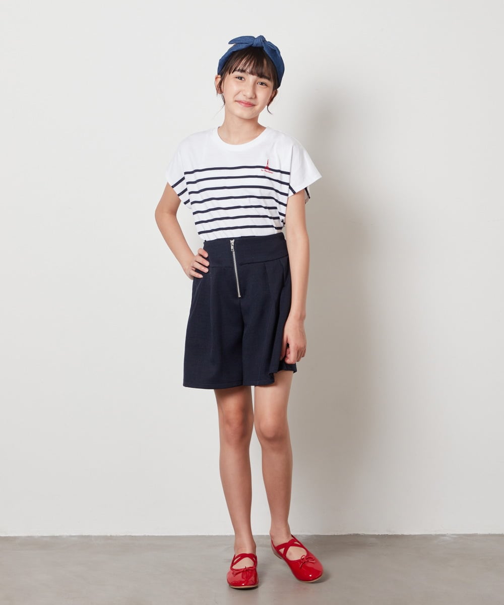 KJLHW21034 a.v.v KIDS(アー・ヴェ・ヴェ) [140-150]フロントジップショートパンツ ネイビー