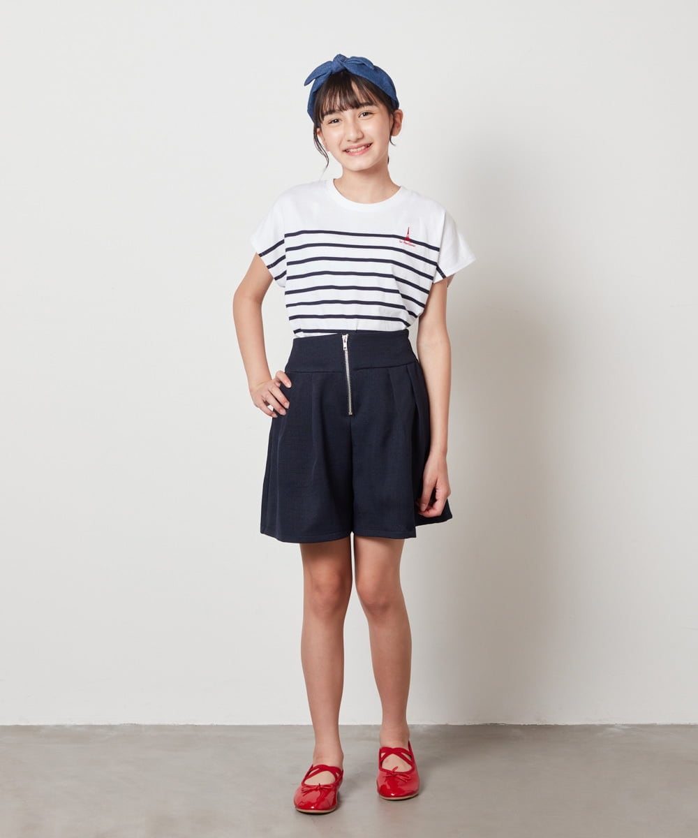 KJLHW21034 a.v.v KIDS(アー・ヴェ・ヴェ) [140-150]フロントジップショートパンツ ネイビー