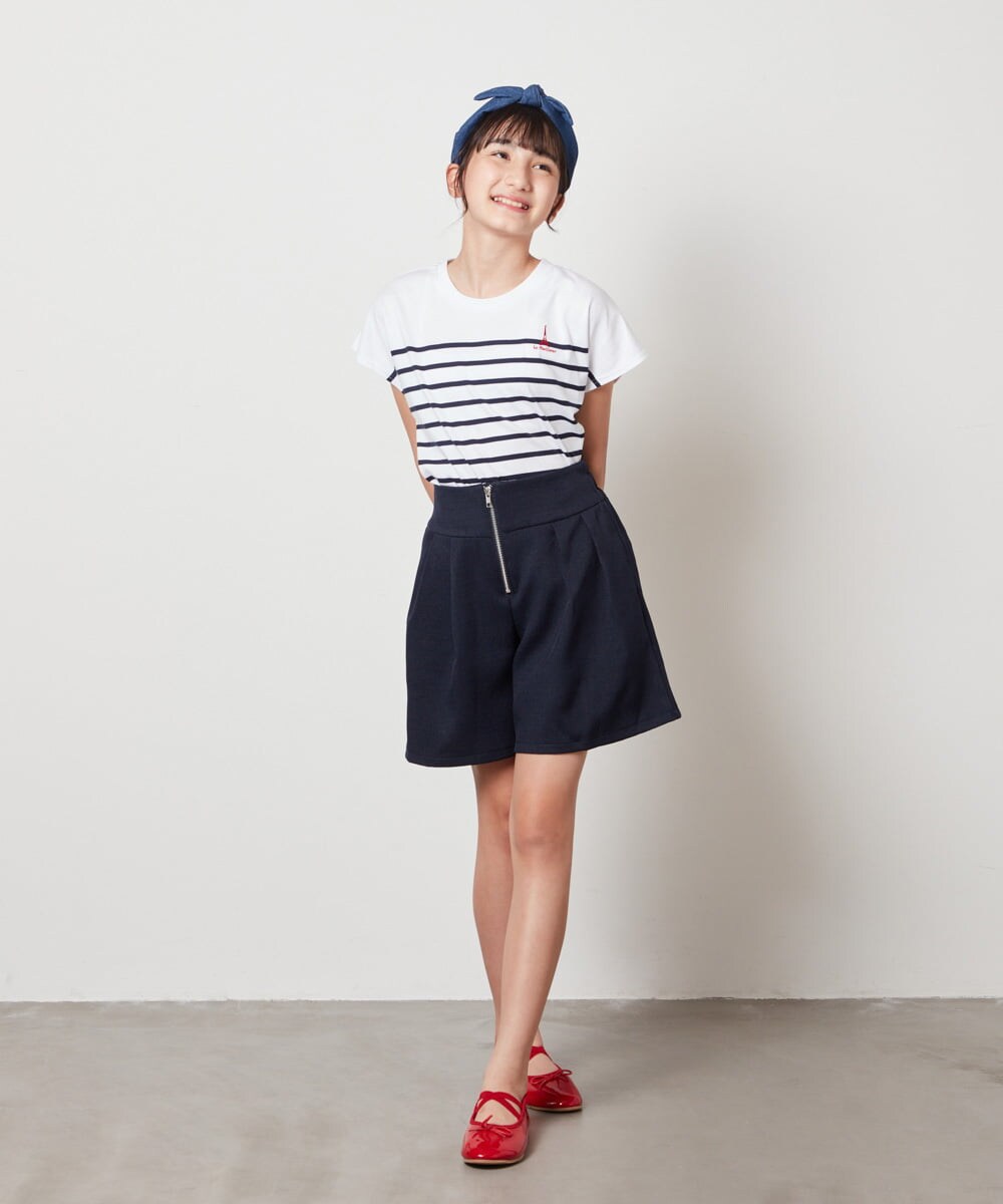 KJLHW21034 a.v.v KIDS(アー・ヴェ・ヴェ) [140-150]フロントジップショートパンツ ネイビー