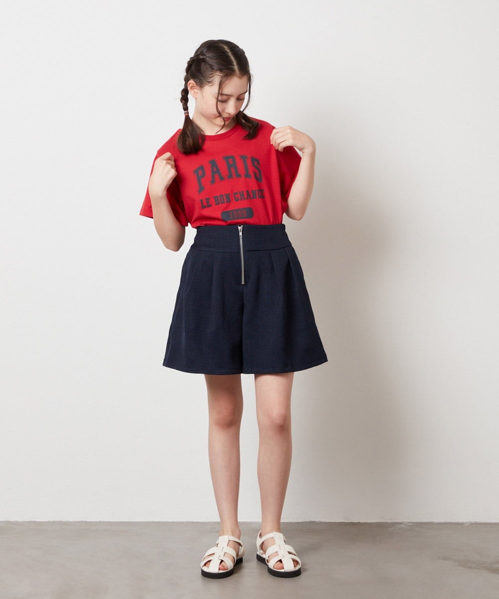 KJLHW21034 a.v.v KIDS(アー・ヴェ・ヴェ) [140-150]フロントジップショートパンツ ネイビー