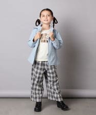 KJLJA34039 a.v.v KIDS(アー・ヴェ・ヴェ) [120-160]サス付きチェックワイドパンツ ホワイト