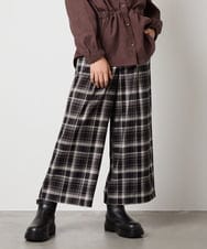KJLJA34039 a.v.v KIDS(アー・ヴェ・ヴェ) [120-160]サス付きチェックワイドパンツ ホワイト