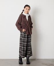 KJLJA34039 a.v.v KIDS(アー・ヴェ・ヴェ) [120-160]サス付きチェックワイドパンツ ホワイト