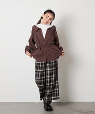 KJLJA34039 a.v.v KIDS(アー・ヴェ・ヴェ) [120-160]サス付きチェックワイドパンツ ホワイト