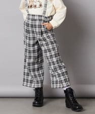 KJLJA34039 a.v.v KIDS(アー・ヴェ・ヴェ) [120-160]サス付きチェックワイドパンツ ホワイト