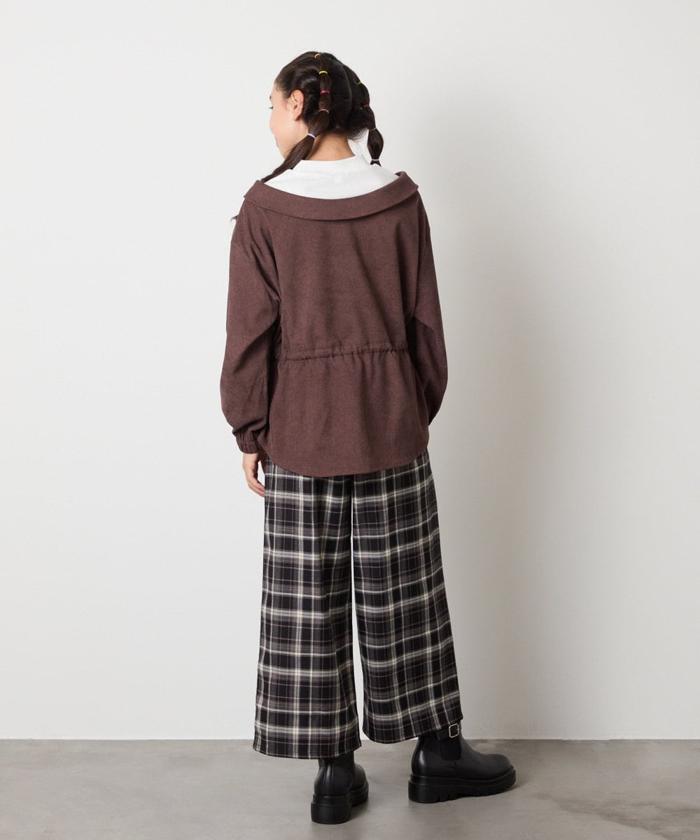 KJLJA34039 a.v.v KIDS(アー・ヴェ・ヴェ) [120-160]サス付きチェックワイドパンツ ホワイト