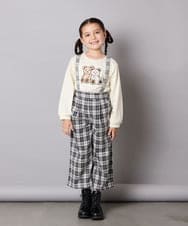 KJLJA34039 a.v.v KIDS(アー・ヴェ・ヴェ) [120-160]サス付きチェックワイドパンツ ホワイト