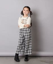 KJLJA34039 a.v.v KIDS(アー・ヴェ・ヴェ) [120-160]サス付きチェックワイドパンツ ホワイト